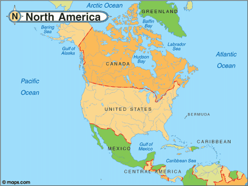 map of america states. Map of North America