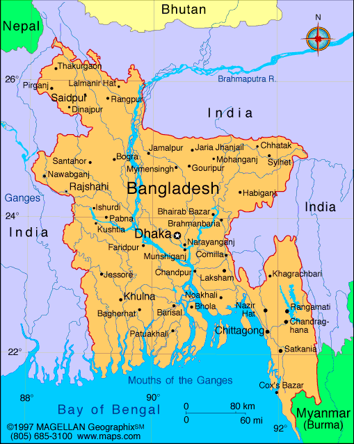 Map Of Bangladesh With Cities. Map of Bangladesh