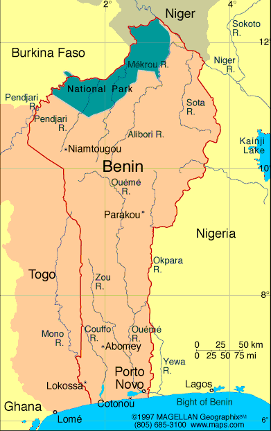 a map of benin. Map of Benin
