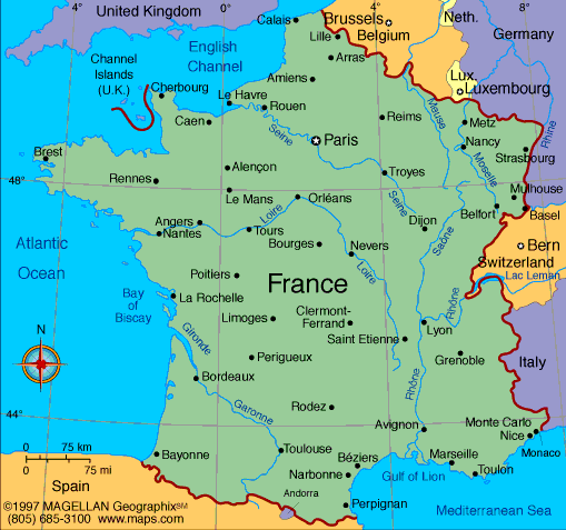 map of france with cities. Map of France