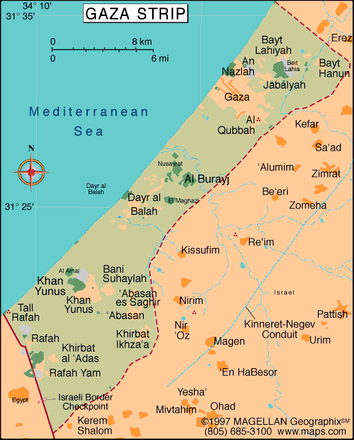 Map Of Israel Palestine. Map of Gaza Strip