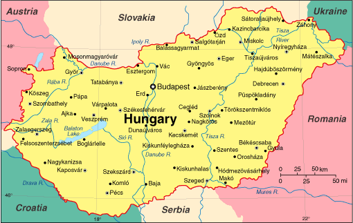 world map of hungary