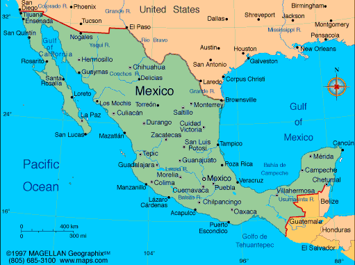 See also: Maps of Baja Peninsula, Mexico City, 