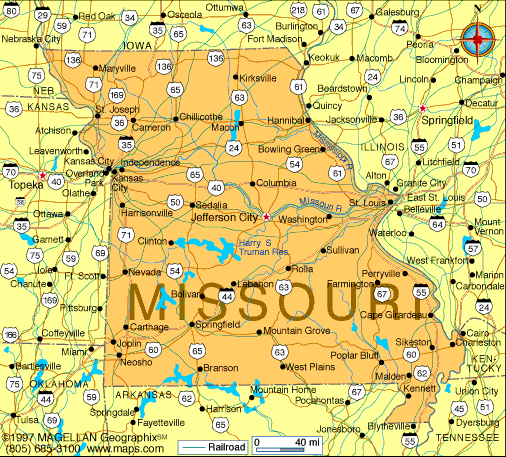 missouri map with cities. Map of Missouri