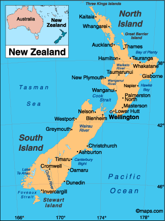  World  on Map  New Zealand