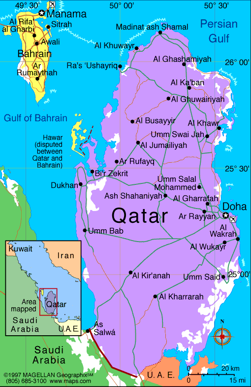 map of qatar. Map of Qatar
