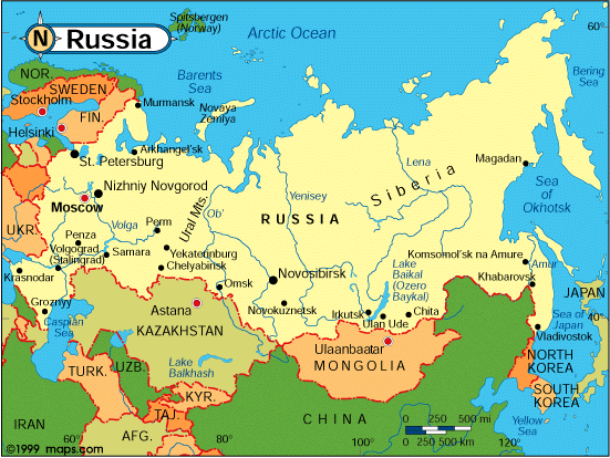 map of european cities and countries. Note: Russia spans both Europe