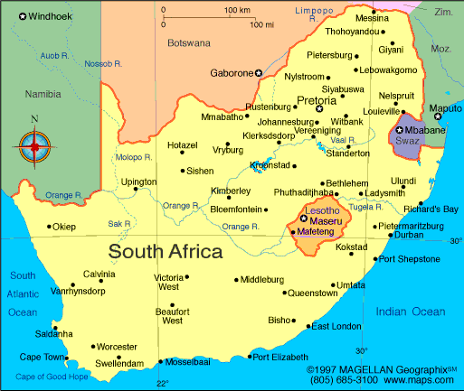 Map Of South African Countries. Map of South Africa