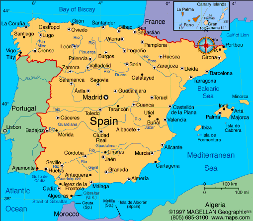 spain map ~ Map of World Map