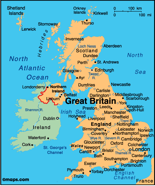 See also: Northern Ireland and Shetland Island maps below.