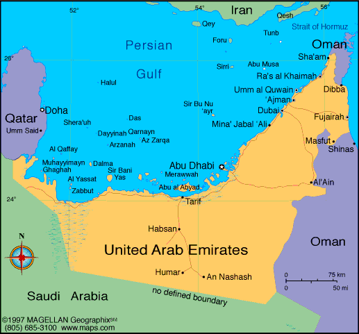 Map of United Arab Emirates