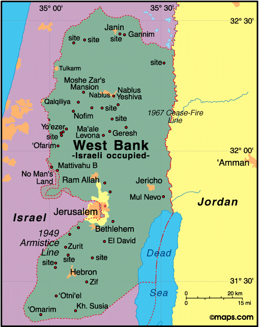 Mapa Cisjordânia