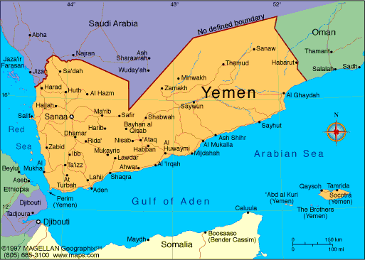 a map of yemen