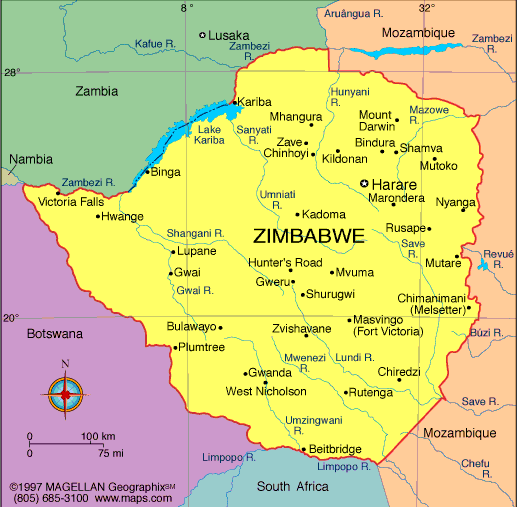 Map of Post-Colonial Zimbabwe